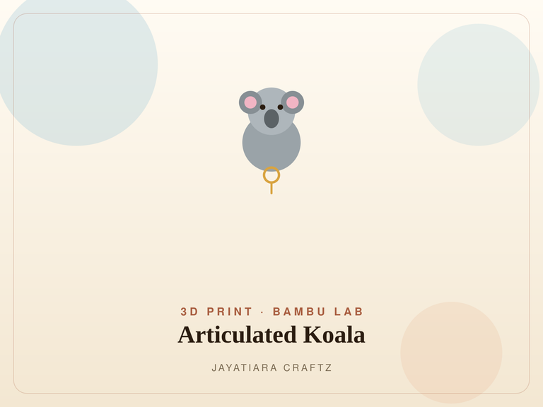 Print-in-place articulated koala keychain in matte PLA